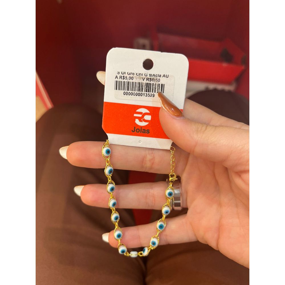 Pulseira Olho Grego Branco Azul Claro Banhado A Ou... - RC JOIAS BY RUDI