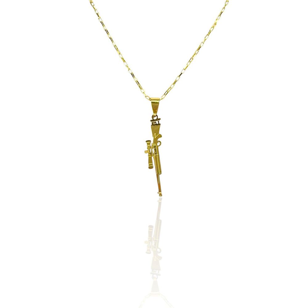 Pingente Fuzil Aço Dourado - 0000000085984 - RC JOIAS BY RUDI