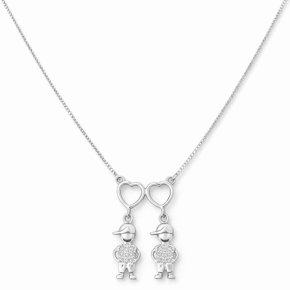 Colar Menino Menino Cravejado Banhado a Prata 925 ... - RC JOIAS BY RUDI