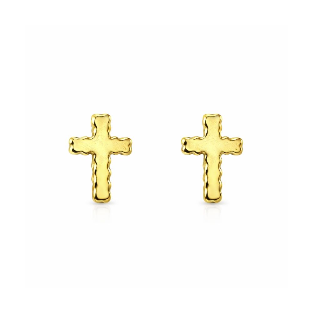 Brinco Cruz Mini Banhado a Ouro 18K - 000000017022 - RC JOIAS BY RUDI