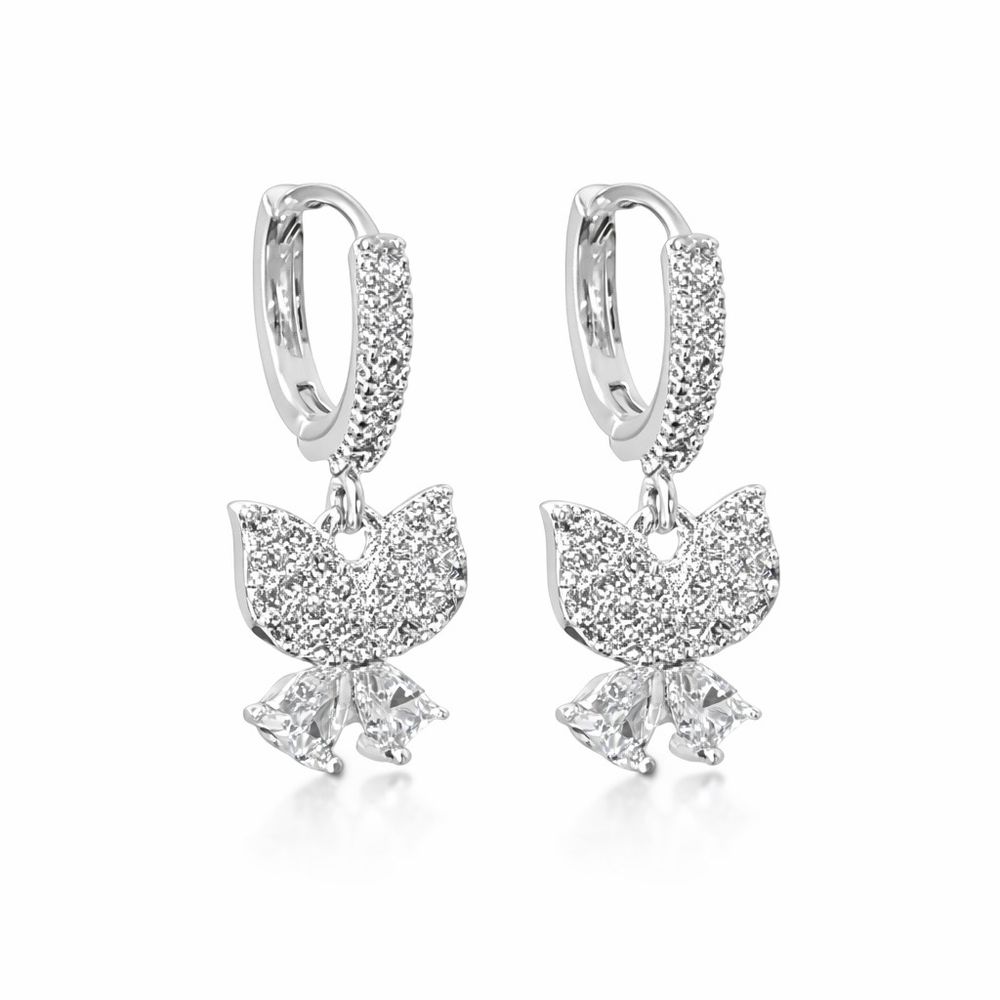 Brinco Borboleta Tranqueta Cravejado Banhado A Pra... - RC JOIAS BY RUDI