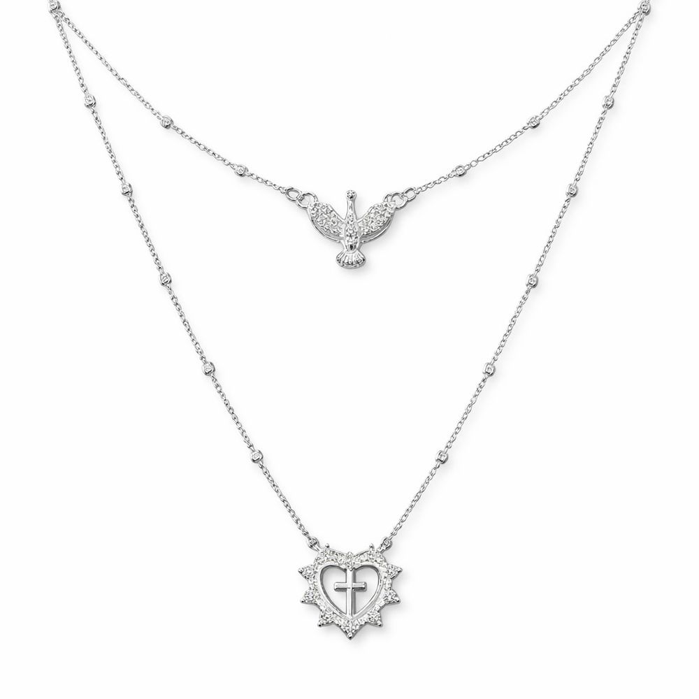 Colar Esca Espírito Santo Cruz Cravejado Banhado a... - RC JOIAS BY RUDI