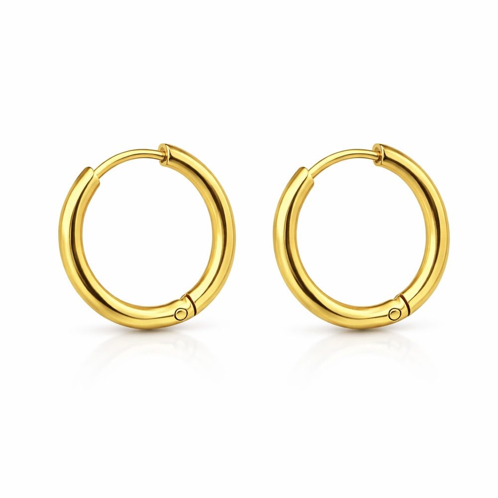Brinco Argola Lisa 16mm Aço Dourado - 000000013367... - RC JOIAS BY RUDI