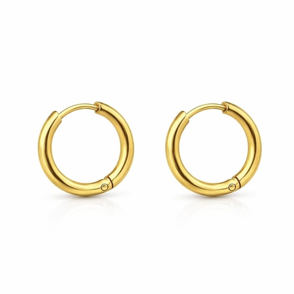 Brinco Argola Lisa 14mm Aço Dourado - 000000013365... - RC JOIAS BY RUDI