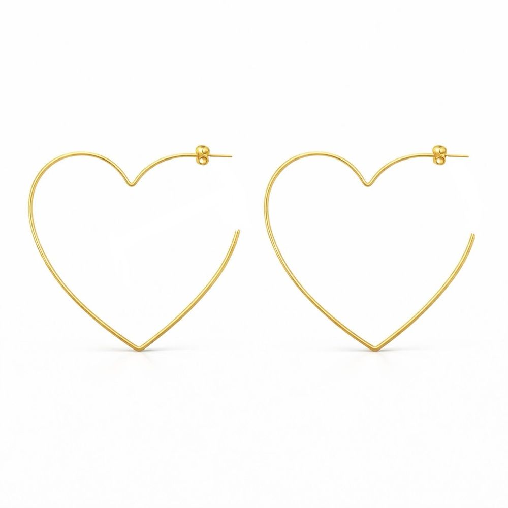 Brinco Coração Tarraxa N5,5 Banhado a Ouro 18K - 0... - RC JOIAS BY RUDI