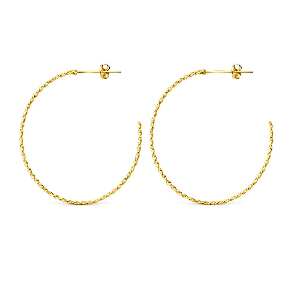 Brinco Argola Torcida Tarraxa N7 Banhado a Ouro n1... - RC JOIAS BY RUDI