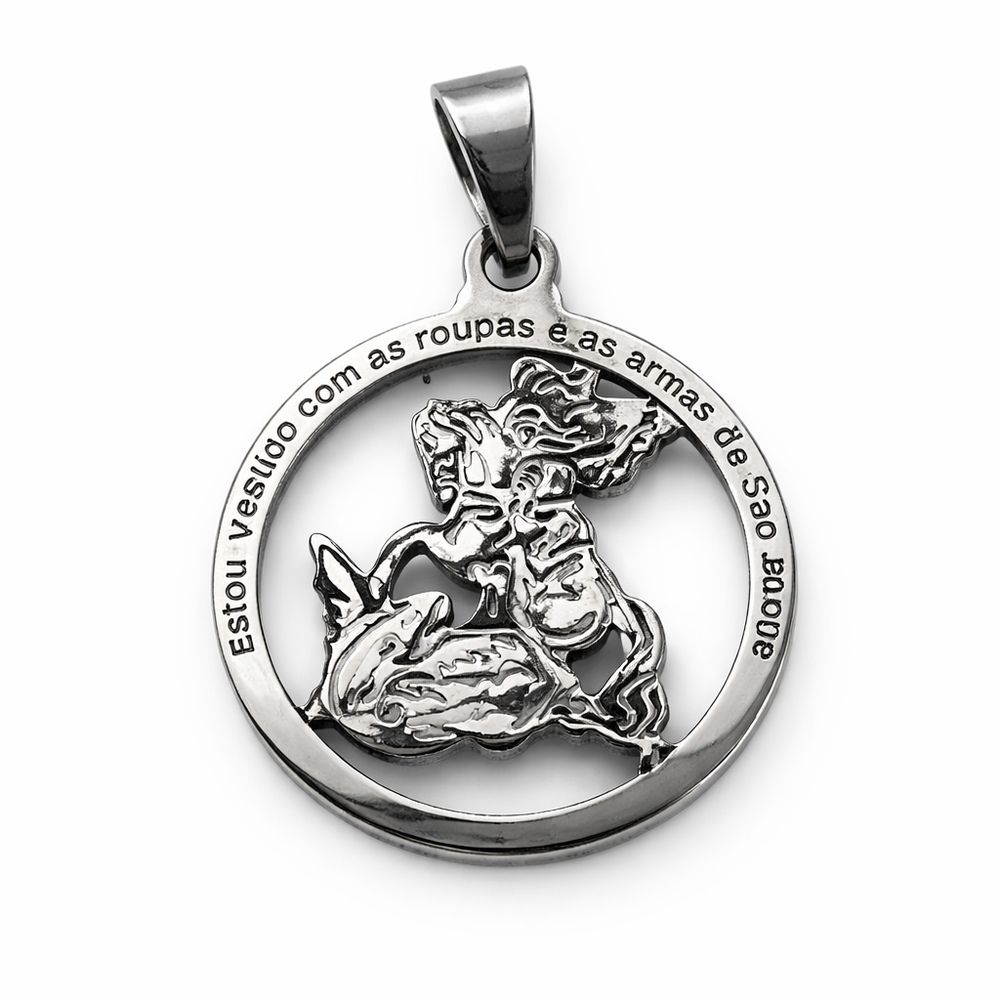 Pingente São Jorge 17 Milímetros Aço Inoxidável - ... - RC JOIAS BY RUDI
