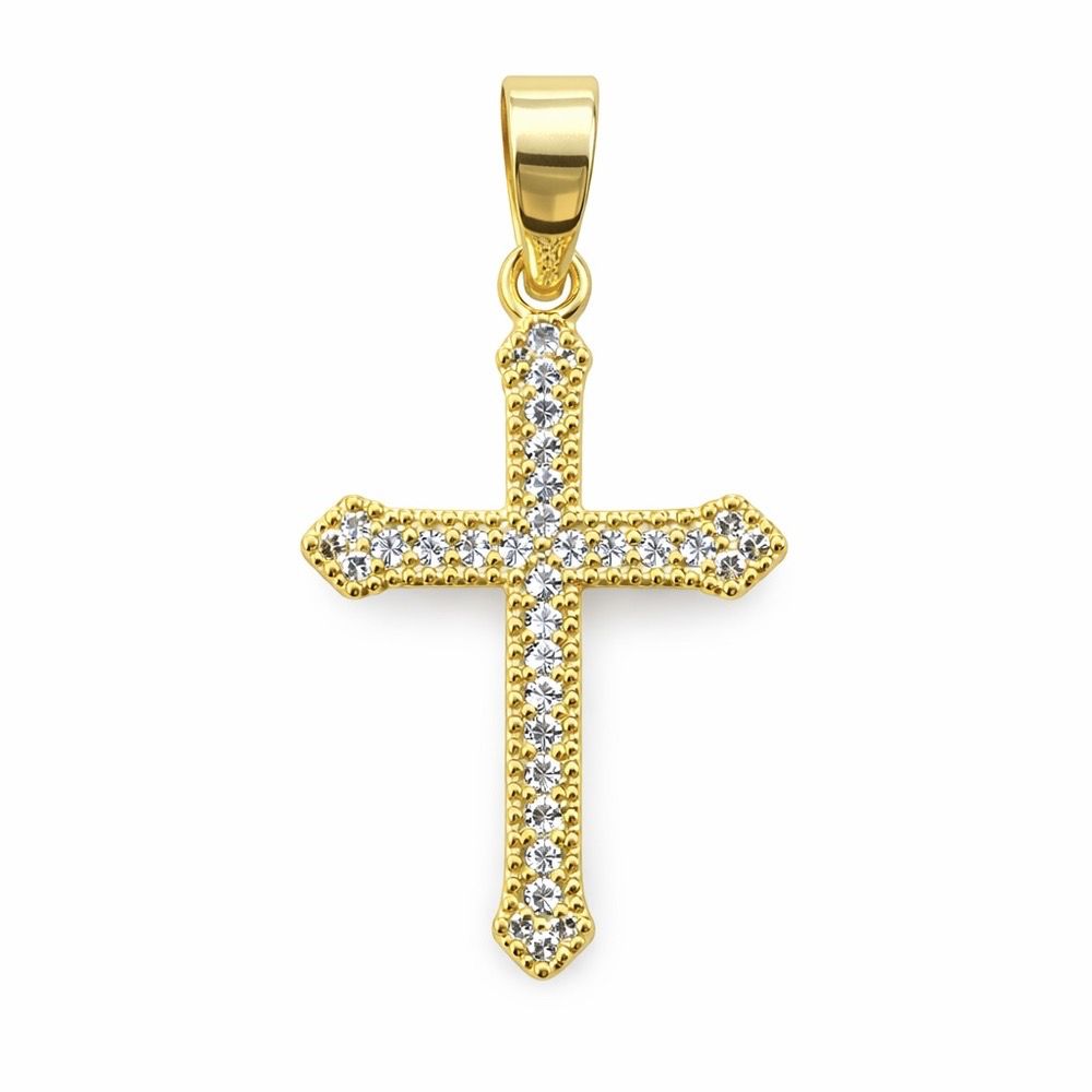 Pingente Cruz Cravejado Banhado a Ouro 18K - 00000... - RC JOIAS BY RUDI