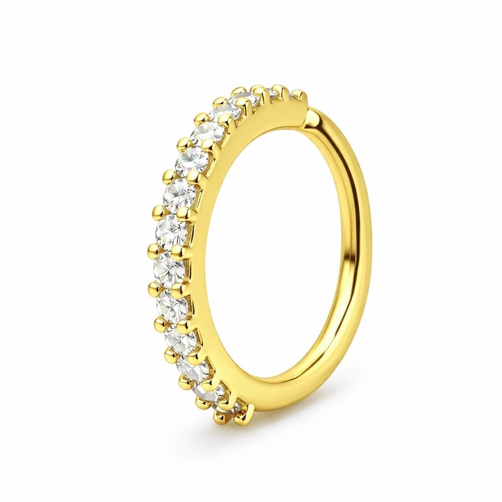 PIercing Nariz Argola Cravejado Aço Dourado - 0000... - RC JOIAS BY RUDI