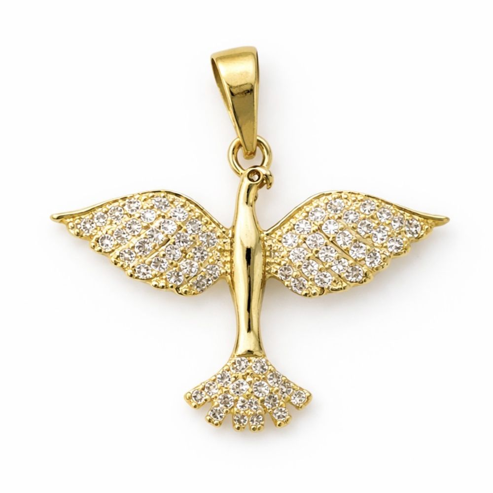 Pingente Espírito Santo Cravejado Banhado a Ouro 1... - RC JOIAS BY RUDI