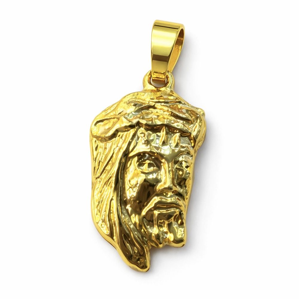 Pingente Zamac Face Cristo Banhado A Ouro 18k - 00... - RC JOIAS BY RUDI