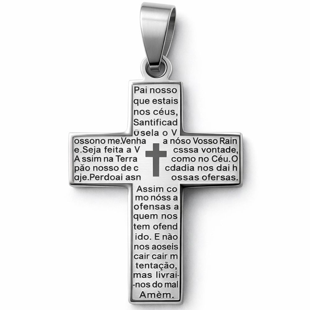 Pingente Cruz Pai Nosso Aço Inoxidável - 00000000... - RC JOIAS BY RUDI