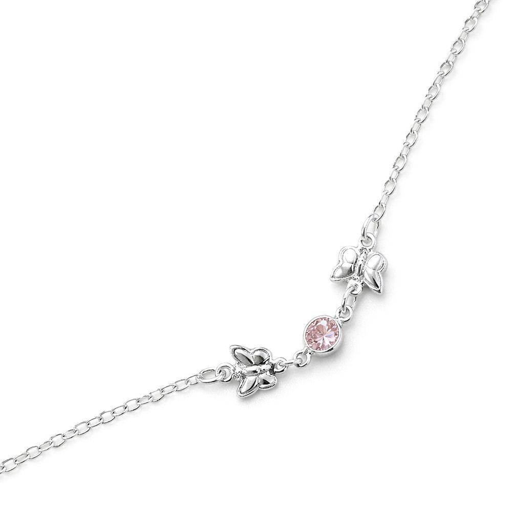 Tornozeleira Borboleta Tiffany Rosa Entremeio Banh... - RC JOIAS BY RUDI