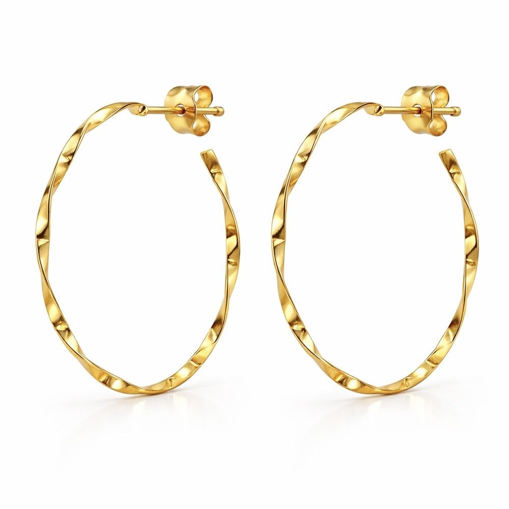 Briinco Argola Torcida Tarraxa N5 Banhado a Ouro 1... - RC JOIAS BY RUDI