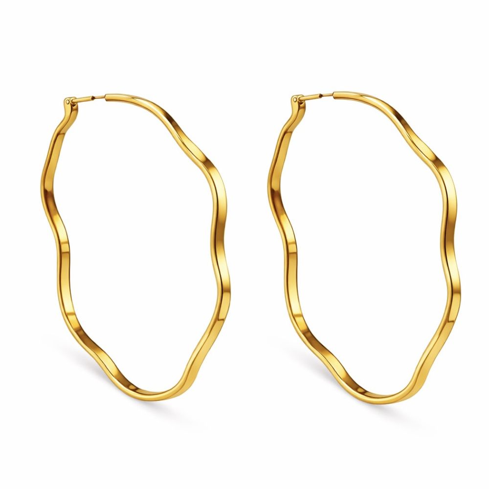 Brinco Argola Onda N4 Banhado a Ouro 18K - 0000000... - RC JOIAS BY RUDI