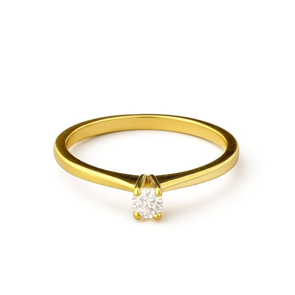 Anel Solitário Zircônia Banhado a Ouro 18K - 00000... - RC JOIAS BY RUDI