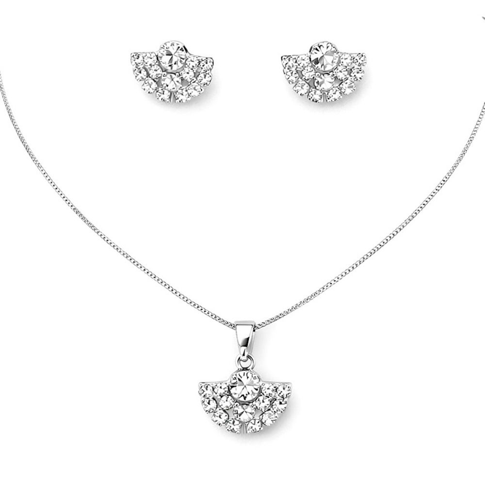 Conjunto Leque Strass Banhado a Prata 925 - 000000... - RC JOIAS BY RUDI