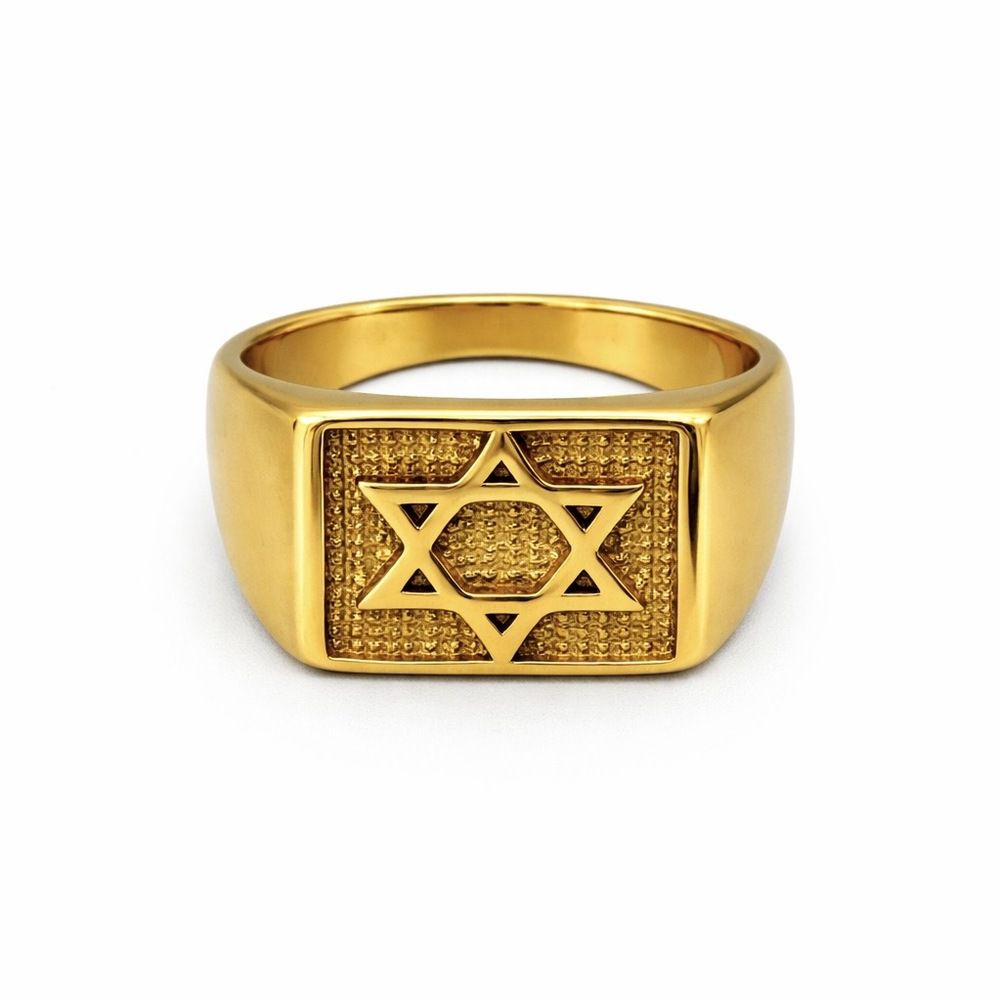 Dedeira Estrela Davi Quadrada Aço Dourado - 000000... - RC JOIAS BY RUDI