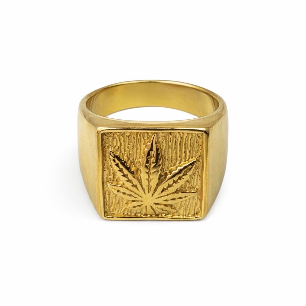 Dedeira Maconha Quadrada Aço Dourado - 0000000105... - RC JOIAS BY RUDI