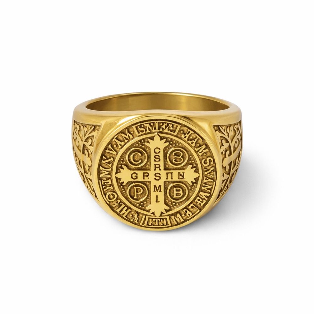 Dedeira São Bento Redonda Aço Dourado - 0000000017... - RC JOIAS BY RUDI