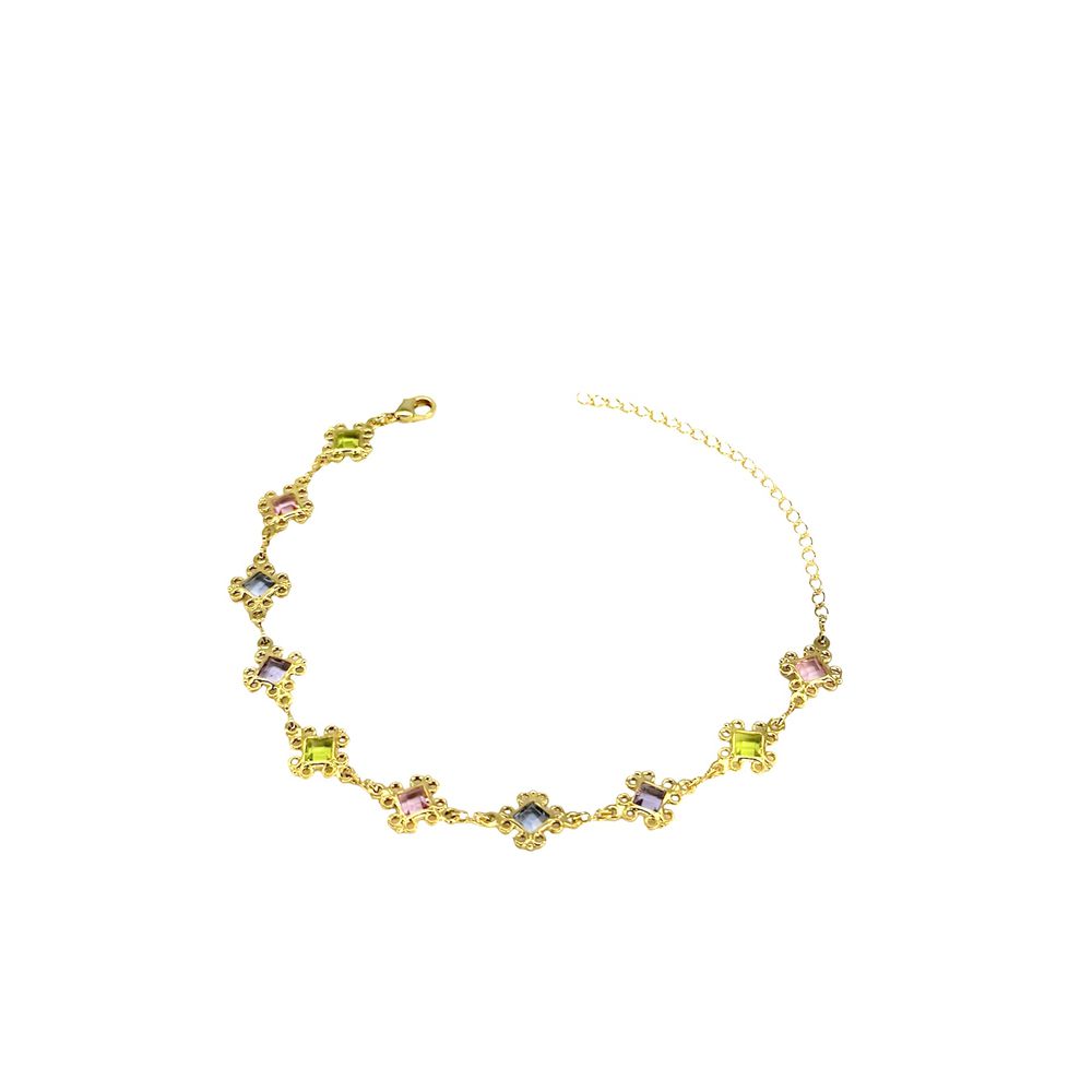 Pulseira Tiffany Quadrada Moldura Espaçada Banhado... - RC JOIAS BY RUDI