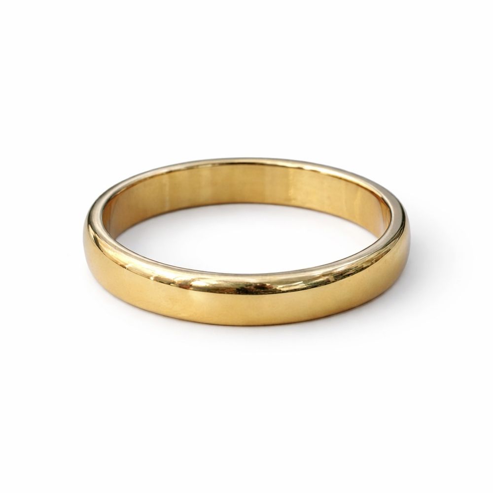 Aiança Baulada Clássica Aço Dourado - 000000015711... - RC JOIAS BY RUDI