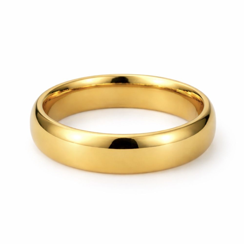 Aliança Baulada Clássica Aço Dourado - 00000001568... - RC JOIAS BY RUDI