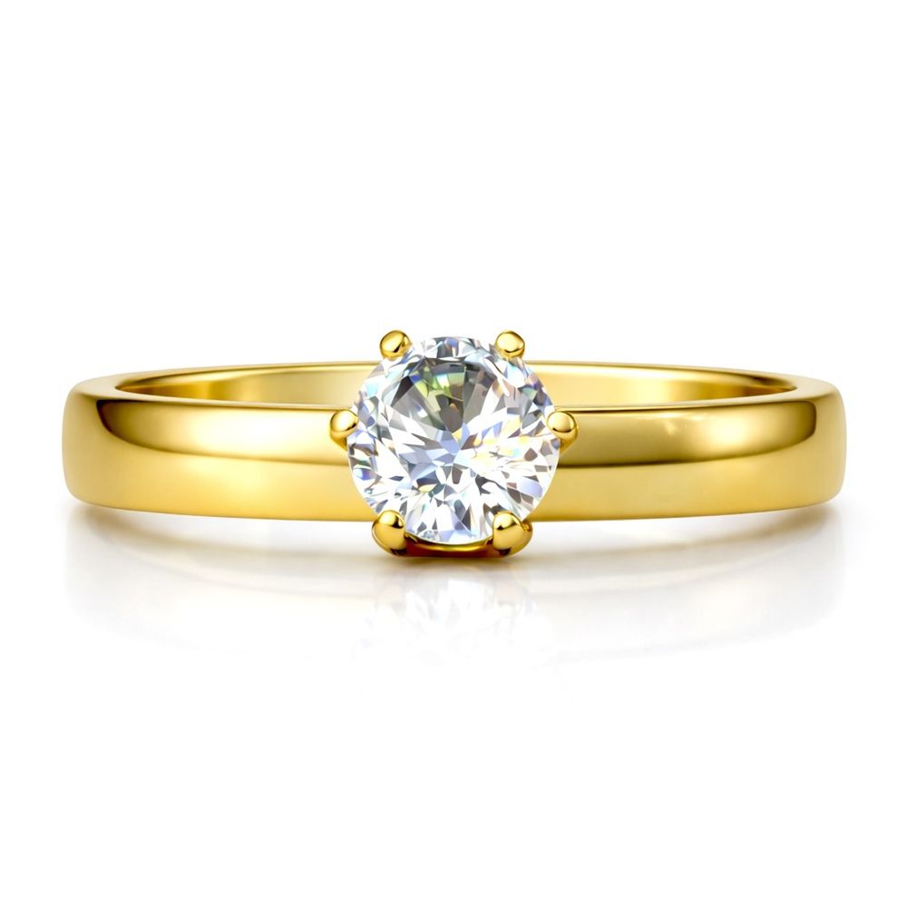 Anel Solitário 4 Milímetros Aço Dourado - 0000000... - RC JOIAS BY RUDI