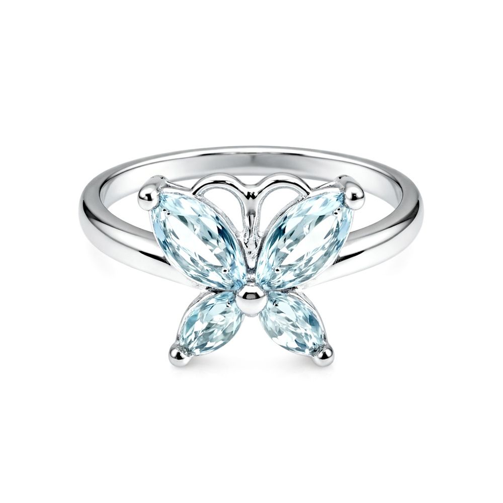 Anel Borboleta Azul Quatro Pedras Zircônia Banhado... - RC JOIAS BY RUDI