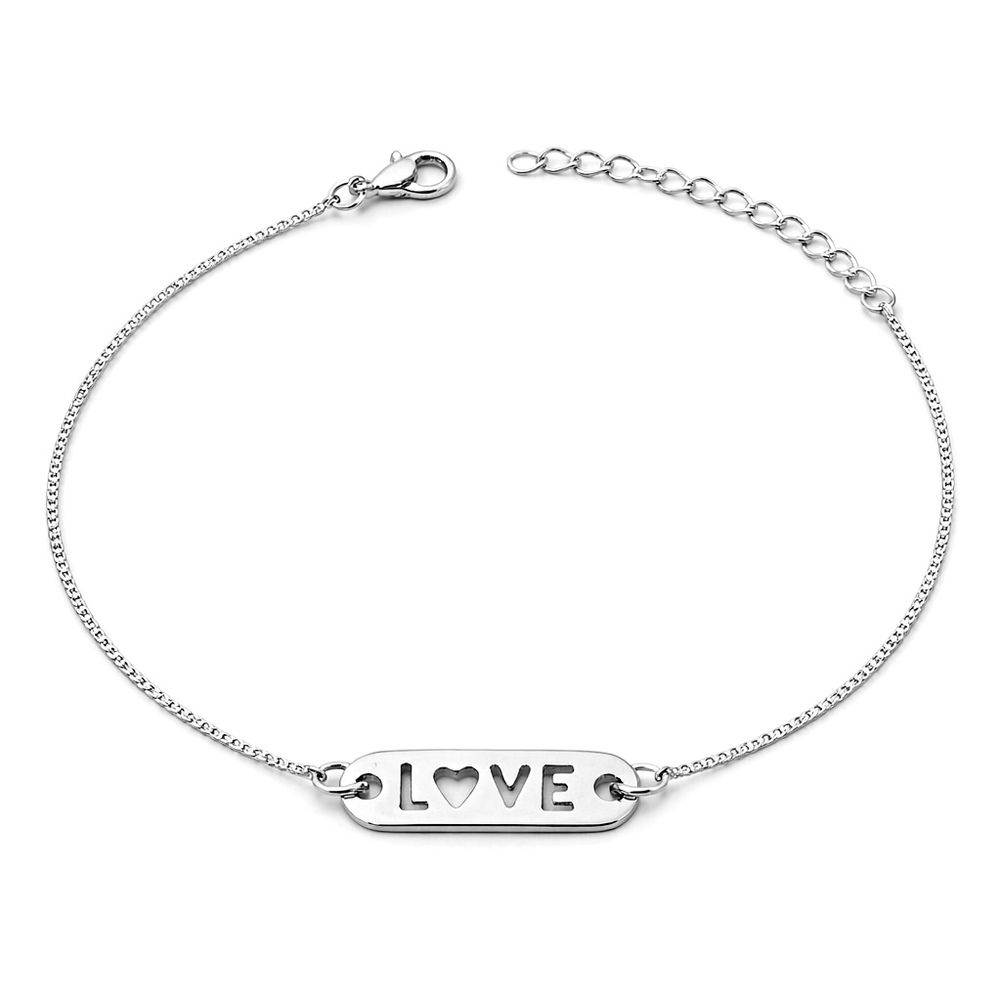 Pulseira Love Placa Meio Veneziana Banhado A Prata... - RC JOIAS BY RUDI