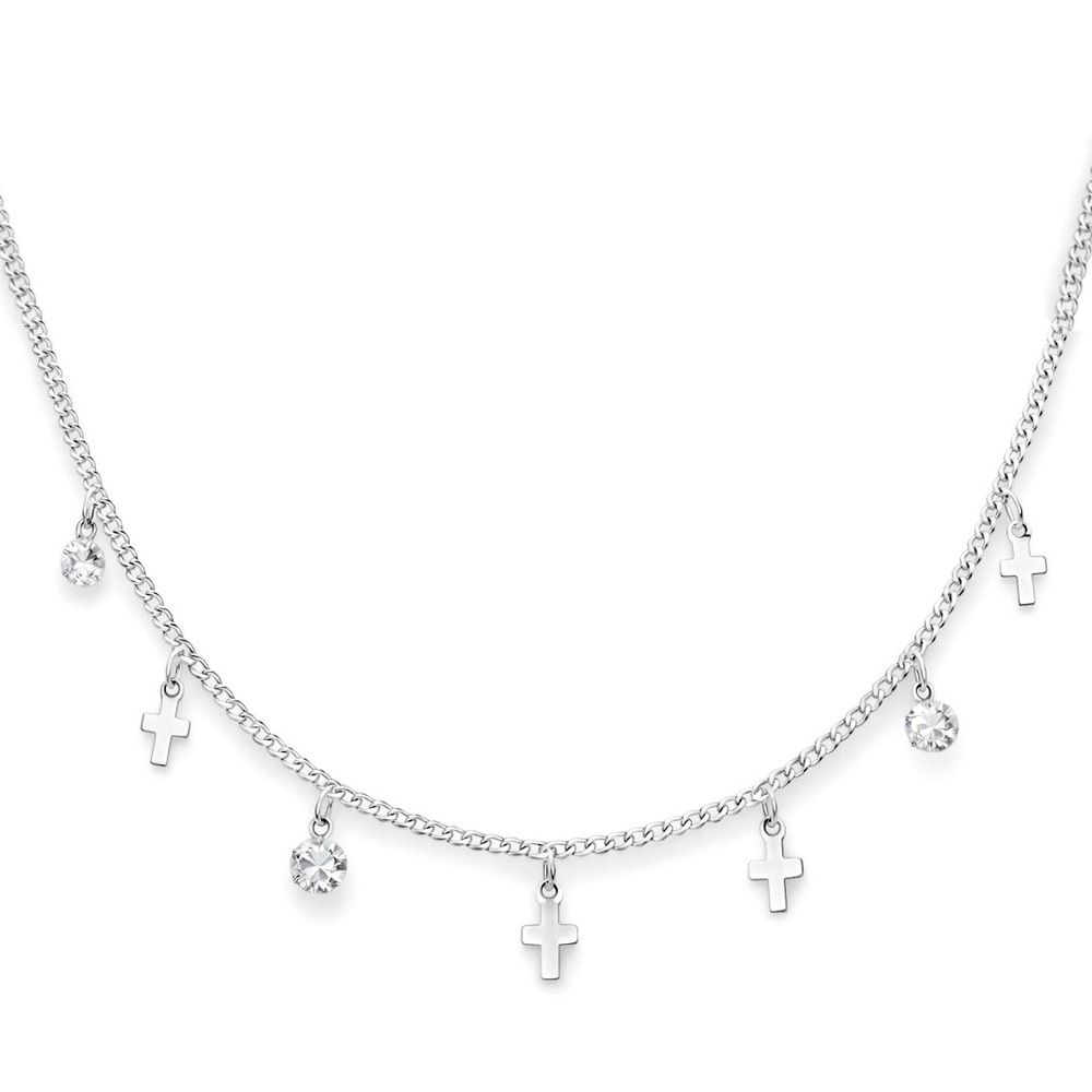 Colar Cruz Ponto de Luz Pendurado Banhado a Prata ... - RC JOIAS BY RUDI