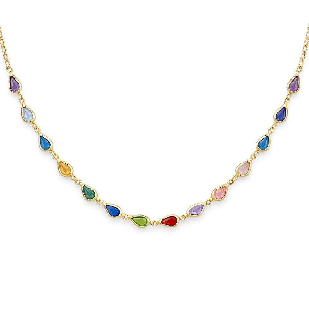 Colar Tiffany Gota Colorida Banhado a Ouro 18K - 0... - RC JOIAS BY RUDI