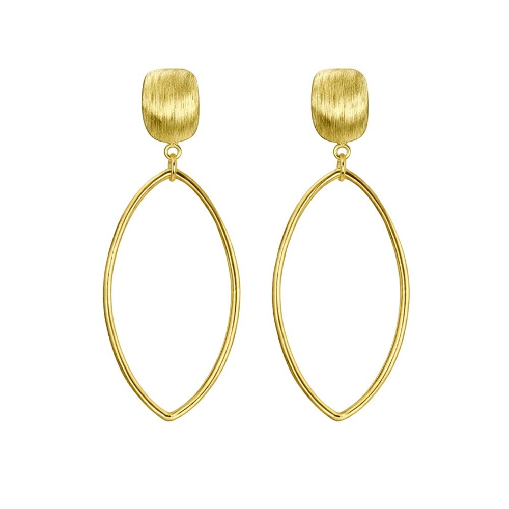 Brinco Oval Base Escovada Banhado A Ouro 18K - 000... - RC JOIAS BY RUDI