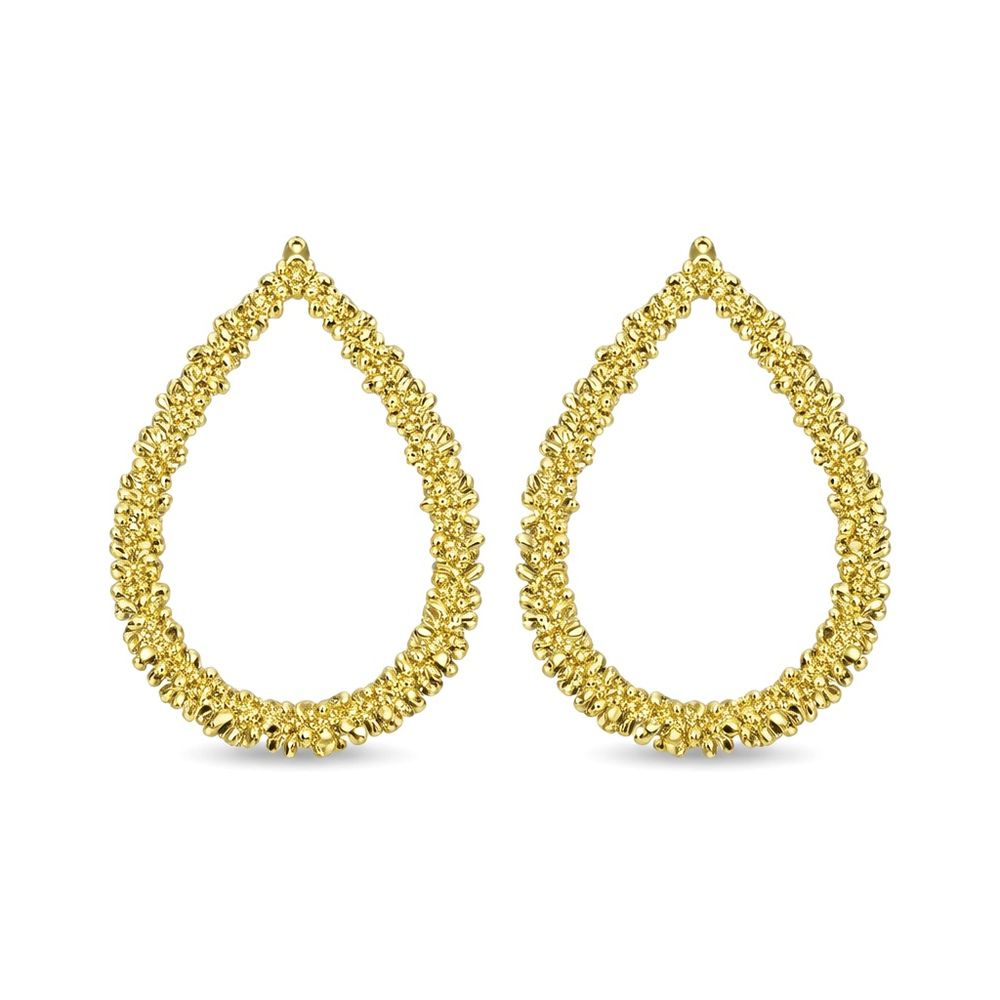 Brinco Gota Vazado Trabalhado Banhado a Ouro 18K ... - RC JOIAS BY RUDI