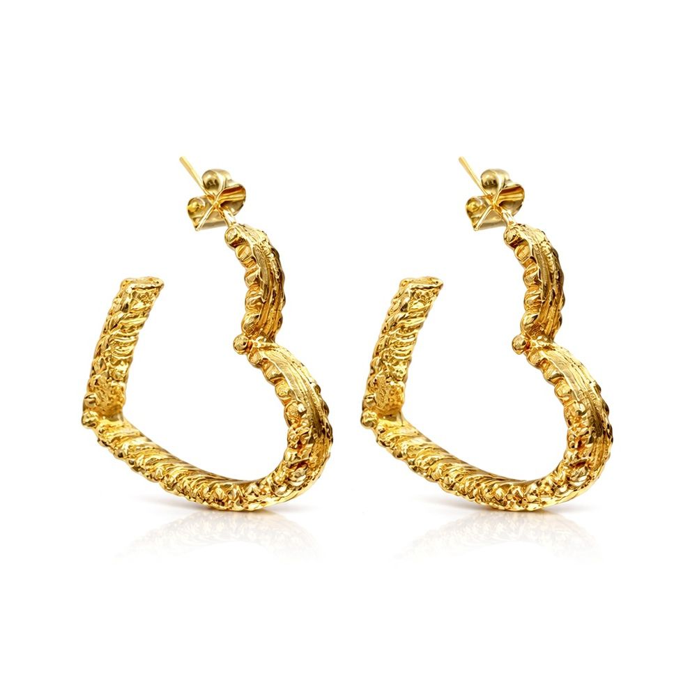 Brinco Coração Detalhado Banhado a Ouro 181K - 000... - RC JOIAS BY RUDI