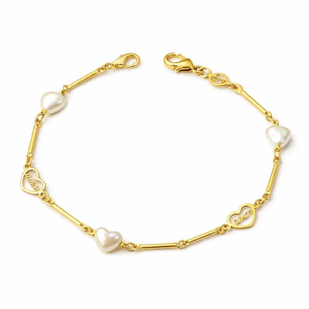 Pulseira Coração Pérola Amor Banhado a Ouro 18K - ... - RC JOIAS BY RUDI