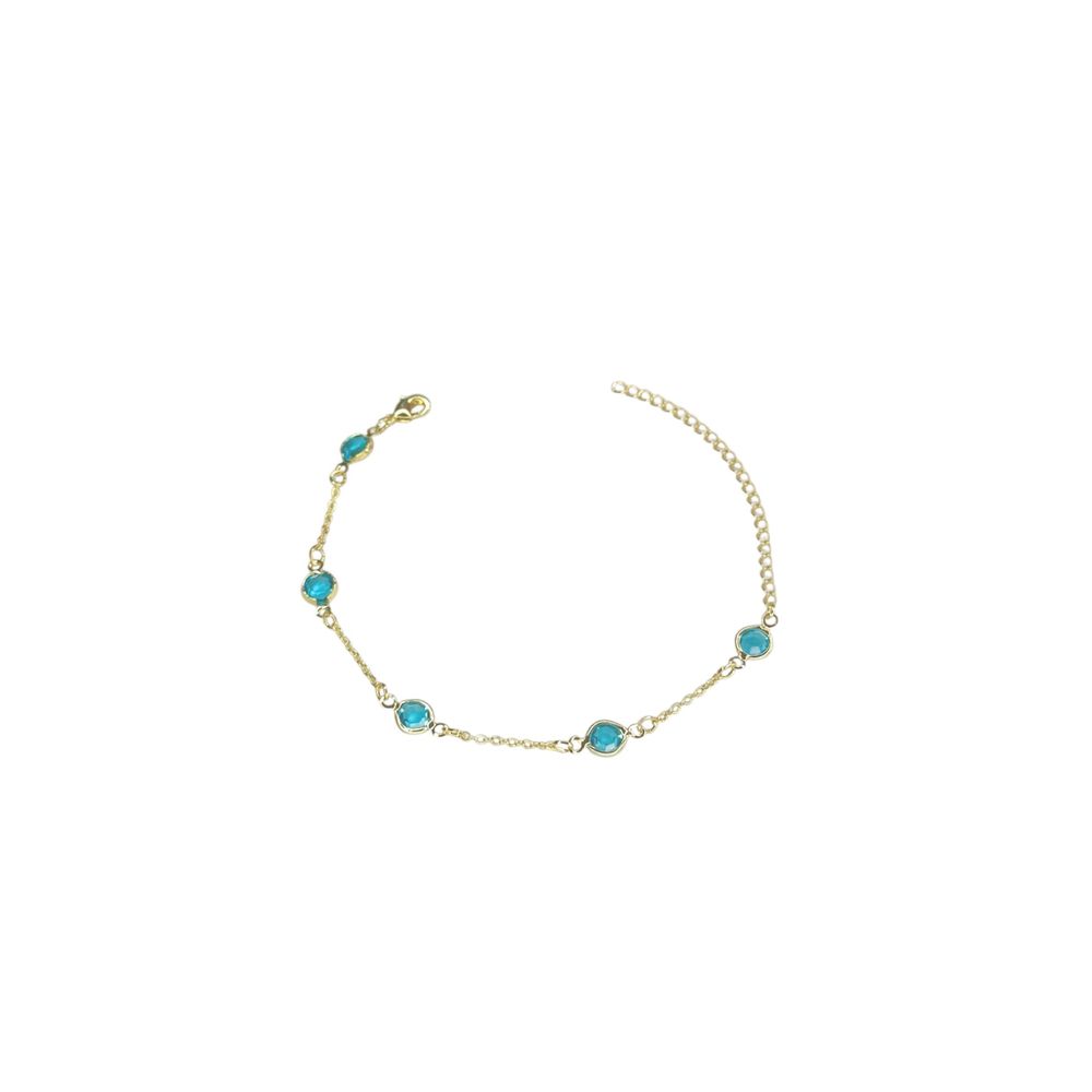 Pulseira Cinco Tiffany Azul Espaçada Banhado A Our... - RC JOIAS BY RUDI