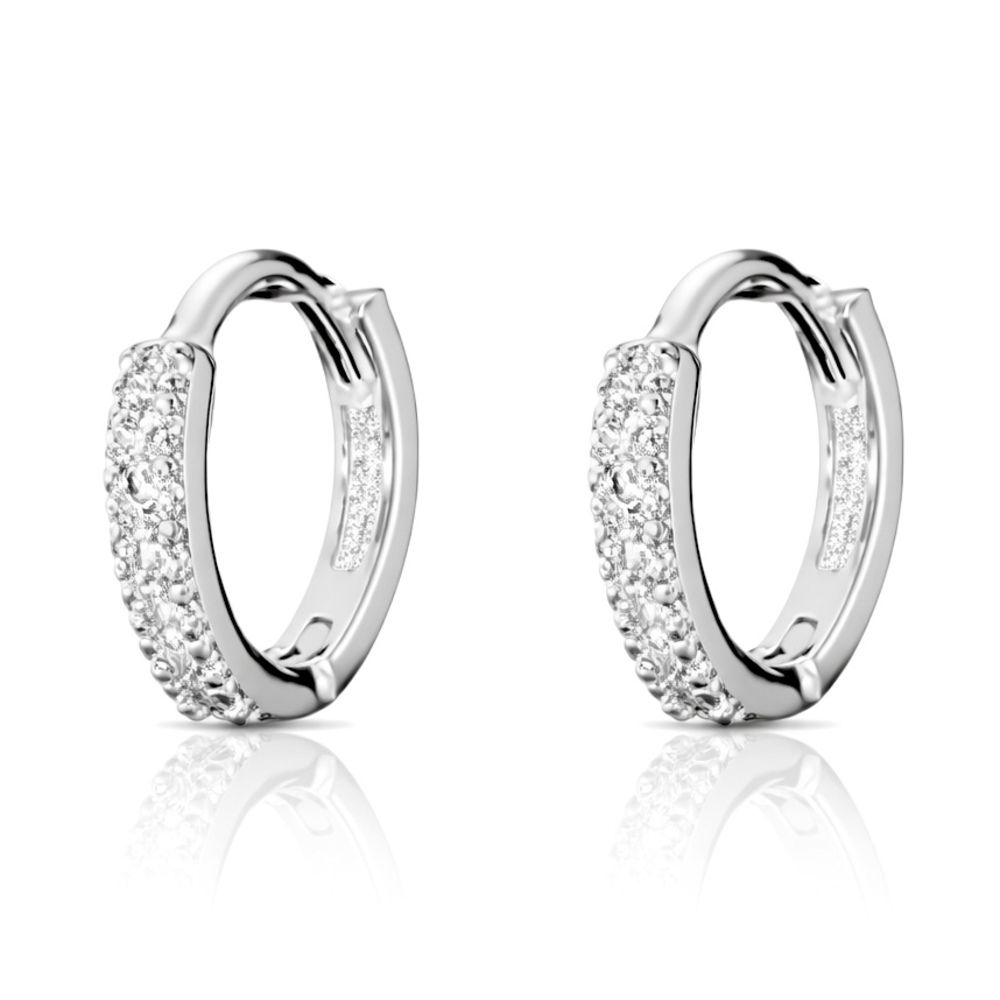 Brinco Argola Cravejado Banhado A Prata 925 - 0000... - RC JOIAS BY RUDI