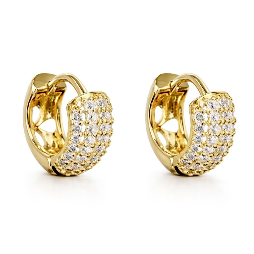 Brinco Argola Cravejada Zircônia Banhado A Ouro 18... - RC JOIAS BY RUDI