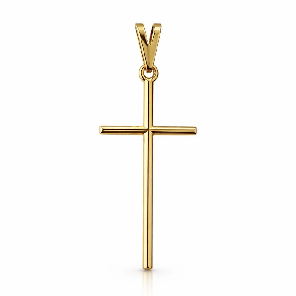 Pingente Cruz Palito Mini Banhado a Ouro 18K - 000... - RC JOIAS BY RUDI