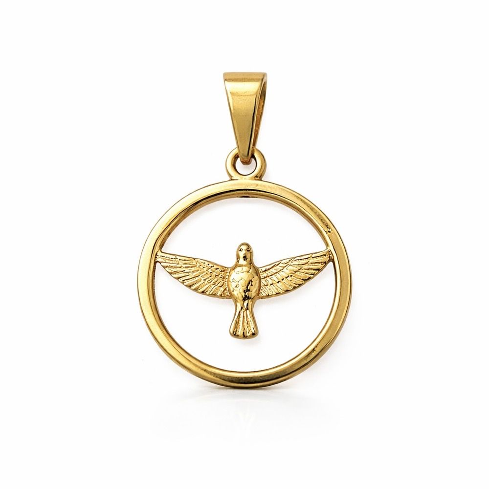 Pingente Espírito Santo Vazado Aço Dourado - 00000... - RC JOIAS BY RUDI