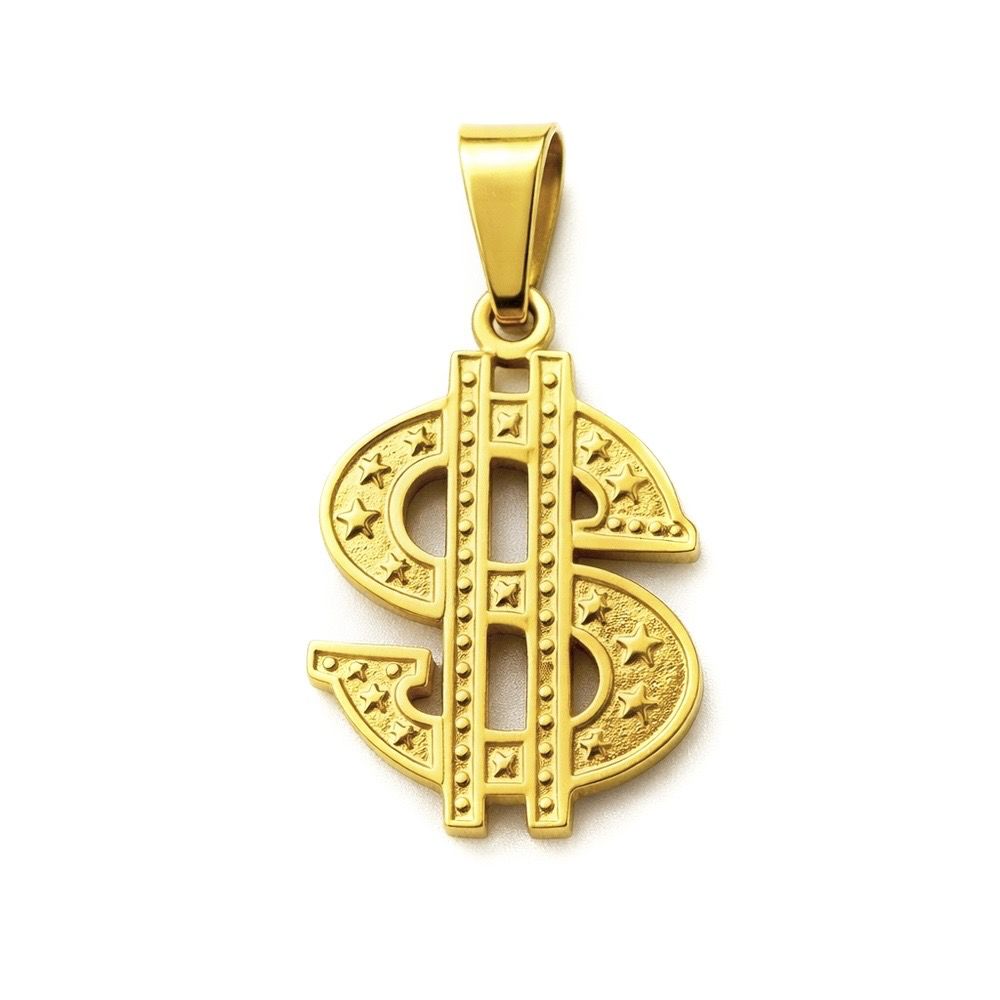 Pingente Cifrão Aço Dourado - 0000000078689 - RC JOIAS BY RUDI