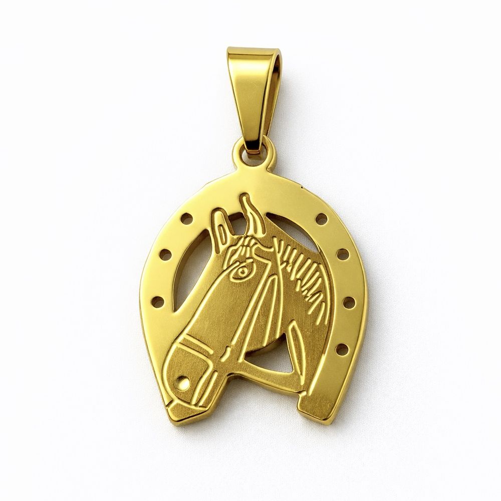 Pingente Cavalo Ferradura Aço Dourado - 0000000017... - RC JOIAS BY RUDI