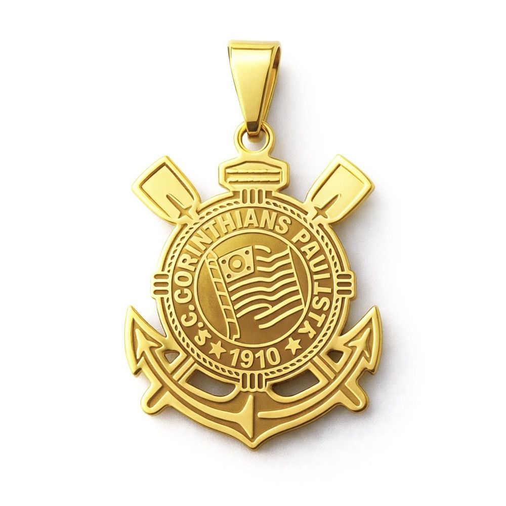 Pingente Corinthians Aço Dourado - 0000000172486 - RC JOIAS BY RUDI