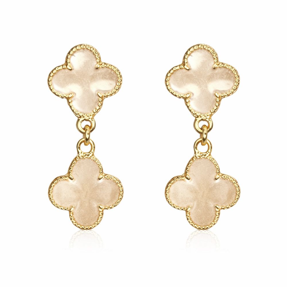 Brinco Trevo Pérola Virgínia Banhado A Ouro 18K - ... - RC JOIAS BY RUDI