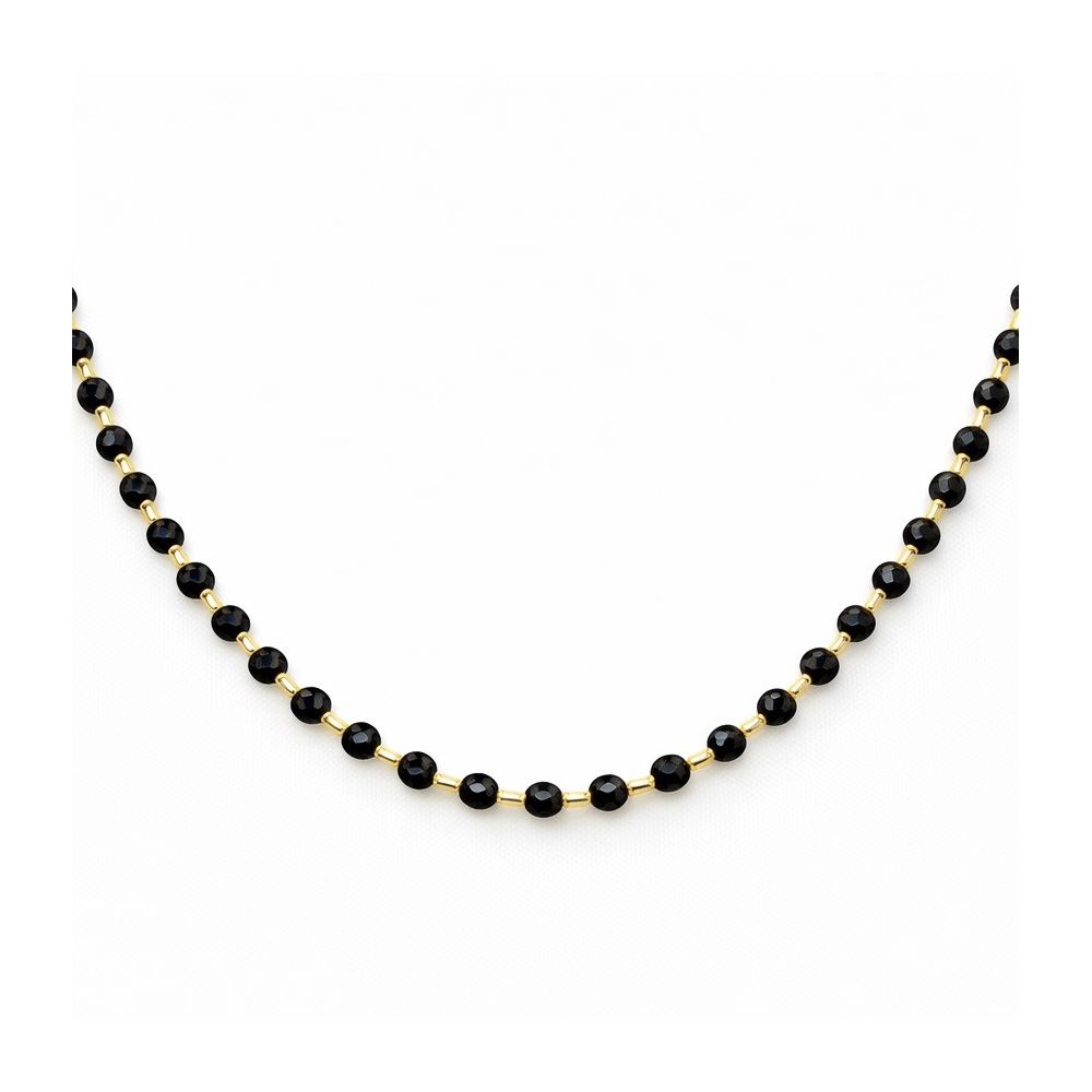 Colar Contas Preto Banhado A Ouro 18K - 0000000124... - RC JOIAS BY RUDI