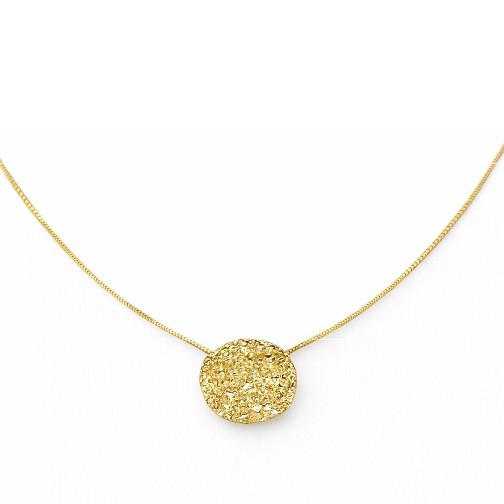 Colar Botão Textura Banhado A Ouro 18K - 000000001... - RC JOIAS BY RUDI