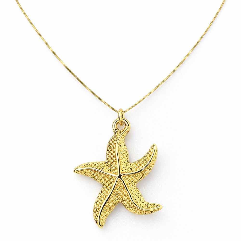 Colar Estrela Do Mar Banhado A Ouro 18K - 00000001... - RC JOIAS BY RUDI