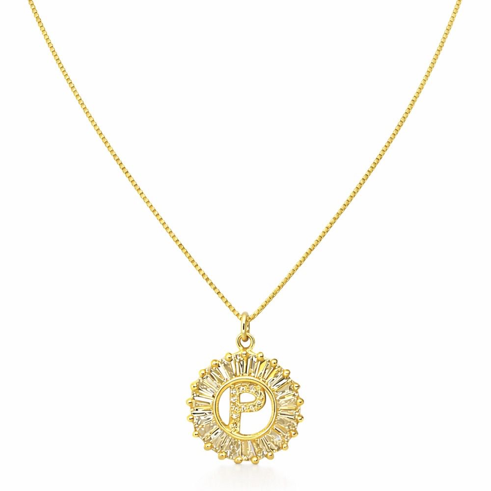 Colar letra P Mandala Banhado a Ouro 18K - 0000000... - RC JOIAS BY RUDI