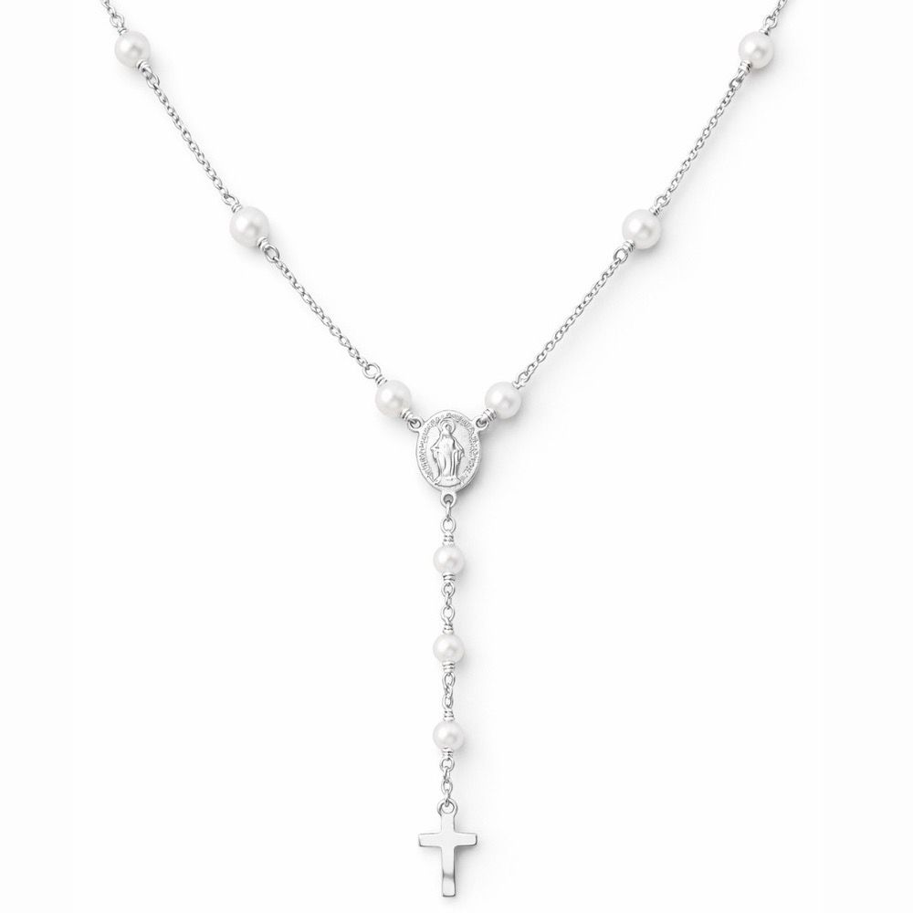 Colar Terço Pérola 49+7 Banhado a Prata 925 - 0000... - RC JOIAS BY RUDI